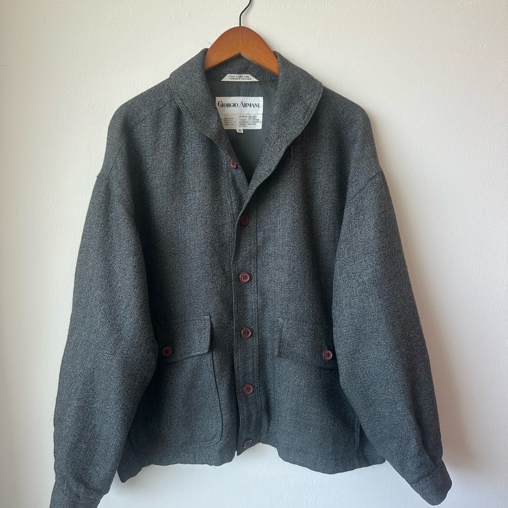 Giorgio Armani Men's Charcoal Button-Up Jacket